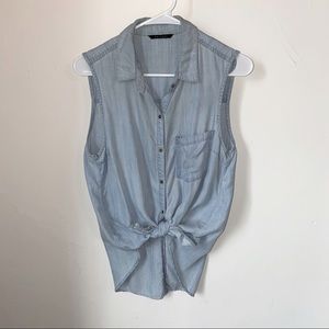 Chambray sleeveless button down